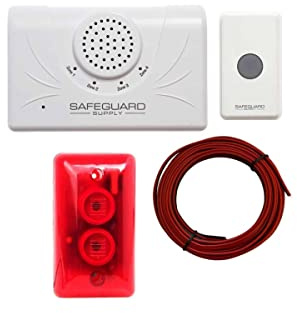 Safeguard Supply Entry Alert Chime ERA-DOOR ALARM Wireless Doorbell with 3/4 Mile Range, 120dB Siren & Flashing Strobe Kit - Multi Function Door Bell Ringer Wireless Push Button & Door Contact Sensor