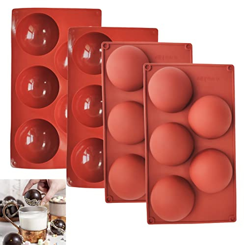 4 Stück Silikonform Kugel,5 Löcher Silikonform Rund 8cm,Halbkugel Backform,Silikonform Halbkugel für Schokolade, Kuchen, Gelee, Kuppel-Mousse