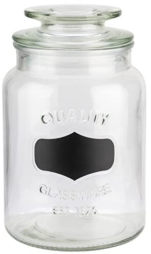 APS 82265 Vorratsglas mit Beschriftungsfeld-Glasbehälter zur Aufbewahrung mit 1,0 Liter Fassungsvermögen- Glasdeckel mit Dichtung, Aufbewahrungsbehälter, Transparent