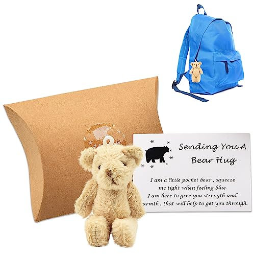 Pipihome A Little Pocket Bear Hug, Mini Anxiety ATeddy Worry BearGifts, Mothers Day Easter Basket Stuffer Gifts for Mum, Cute Thinking of You Get Well Soon Plush Bear Toy Gifts for Women Men