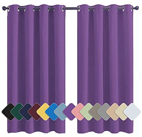 MENGH Tenda con occhielli, opaca, di alta qualità, protezione dal freddo, per camera da letto, cameretta dei bambini, soggiorno, viola, 1 pezzo, 300 x 120 cm (altezza x larghezza)