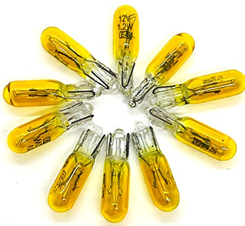 Maxxoni - 10x W1,2W 12V T5 Glassockellampe Tachobeleuchtung Tacho Auto Innenraumbeleuchtung (10x Gelb)