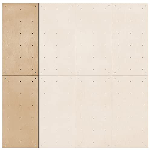 ALPIDEX Kletterwand ab 1,44 qm in Natur/Weiß/Braun inkl. Befestigungsmaterial und Einschlagmuttern, unbegrenzt erweiterbar Kinder Erwachsene, Farbe:Natur Holz | 2 Paneele (1.44 m²)