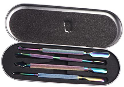 FRCOLOR 4pezzi Spingi Cuticole Strumenti Per Manicure Rimuovere e Tagliare Cuticole Strumenti Per Limare Le Unghie Acciaio Inossidabile Robusto e Durevole