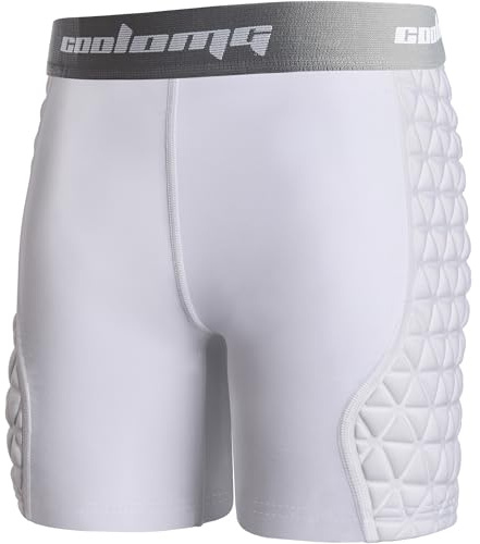 COOLOMG Girls Youth Sliding Shorts Softball Padded Compression Slider Shorts for Baseball Football Lacrosse Cricket White M