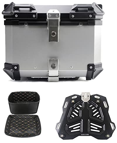 JUNNIU 28L 36L 45L 55L 65L 80L 100L Top Box Motorrad Top Case Schloss Lagerung Träger Fall Heck Box Schnell-Release-System Aluminium/Schwarz/B-65L Decoration