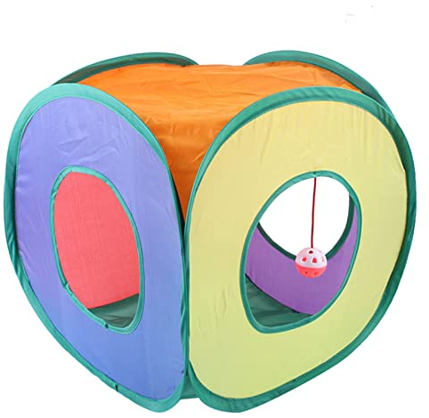Katzentunnel Innen, Katzenwürfel, Katze Tipi Lustiges Katzenzelt Spielzeug Versteck Höhle für Katzen Kätzchen Kleine Hunde Spieltraining, Regenbogen