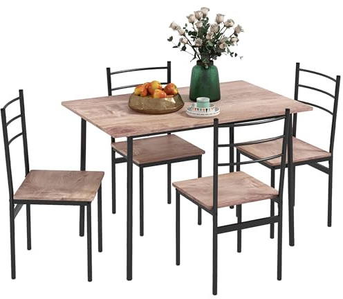 HOMCOM Set Tavolo e Sedie Salvaspazio 5 Pezzi 110x70x75 cm Marrone e Nero