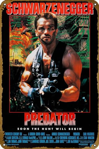 KNIOIL Predator-Film-Poster, klassisches 80er-Jahre-Vintage-Metall-Blechschild, Zuhause, Küche, Bar, Café, Club, Höhle, Vintage-Kunst, Wanddekoration, Geschenk, 20,3 x 30,5 cm.