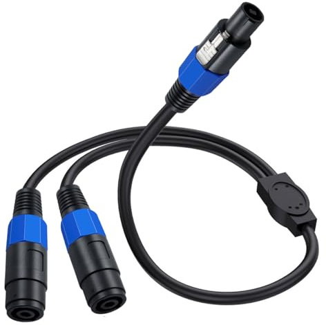 HTGuoji Speakon Y Splitter Cable, Speakon Extension Cable, Speakon 1 Male to 2 Female Break Out Cable, Audio Speaker Cable With Twist Lock for DJ/PA Speaker Cord (1 Male To 2 Female)