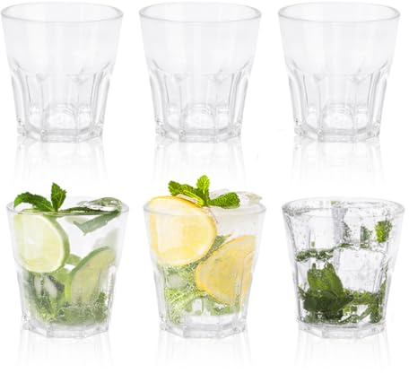 6PCS Plastic Cups Reusable, 5.63 OZ Transparent Glass Tumblers for Children, 160ML Premium Drinking Glasses for Adults Party, Stackable Acrylic Cups for Home Camping (160ml Transparent, 6PCS)
