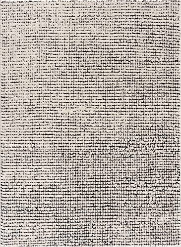 BoutiqueRugs Keita Contemporary Mosaic Area Rug - High Pile Fluffy Soft Shag Carpet for Living Room, Bedroom - Black and White - 7'10 x 10' (8x10)