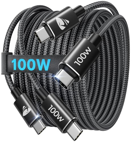 USB C auf USB C Kabel [2Stück 2M+2M] 100W/5A Schnellladekabel USB C auf USB C Kabel Nylon USBC auf USBC Ladekabel für iPhone 16 15 Pro Max, Samsung S24 S23 S22 S21, iPad Pro, MacBook Pro/Air, Pixel