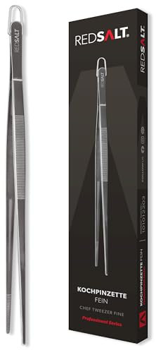 REDSALT® Premium Kochpinzette 30cm lang | INOX 18/10 Edelstahl rostfrei spülmaschinenfest | Profi Koch Zange Pinzette für Lebensmittel Küche Grill Gastro | Gourmetzange Küchenpinzette Grillpinzette