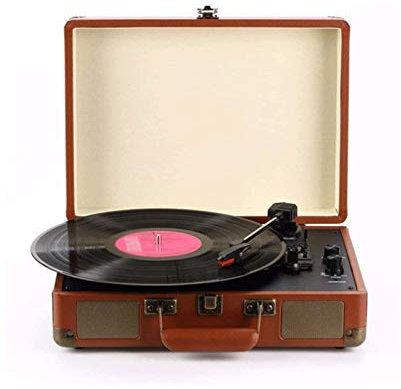 Tourne-Disque Audio rétro Vintage, Tourne-Disque 3 Vitesses avec Haut-parleurs stéréo intégrés, Prend en Charge la Sortie USB/RCA/Prise Casque/MP3