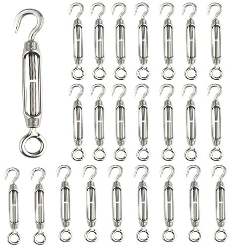 CHRORINE 24 tenditori M4 con gancio e occhiello in acciaio inox 304