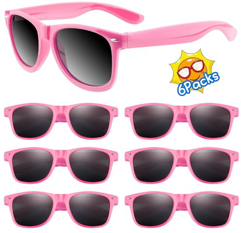 ASTARON nyhet solglasögon, bulk, 6-pack nya solglasögon, festgåvor för sommar, strand, pool, bröllopsfest, bra gåva för pool, födelsedagsfest, tillbehör, goody bag presenter (rosa)