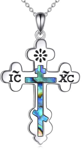 POPLYKE Orthodoxe Kreuz Halskette Sterling Silber Retro östlichen orthodoxen Anhänger Halskette religiösen christlichen Schmuck für Männer Frauen