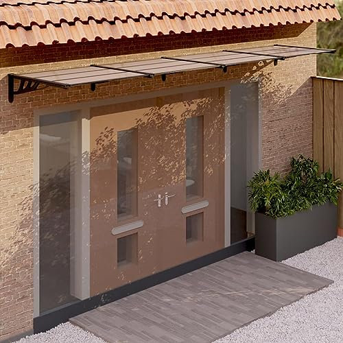XGWKCNV Lawn & Garden Door Canopy Black 396x90 cm Polycarbonate Outdoor Living