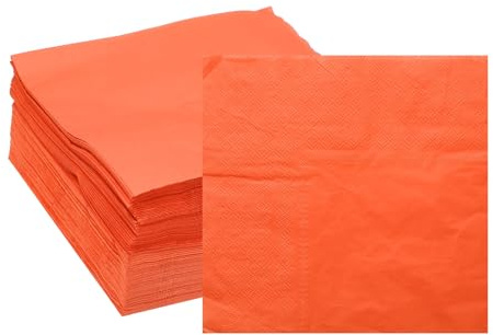 sourcing map Cocktail-Servietten, 2-lagig, quadratisch, Einweg-Servietten, 33 x 33 cm, Orange, für Abendessen, Hochzeit, Bar, Geburtstag, Party und den täglichen Gebrauch, 100 Stück