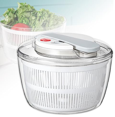 Mini Salad Spinner, Press Type Salad Spinner with Washing Basket, Kitchen Lettuce Spinner Wash Spin and Dry Fruit Vegetable Washer Dryer with Bowl and Colander for Vegetable Prepping white