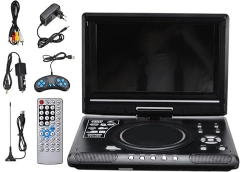 OUTFYT Lettore Dvd Portatile, Lettore Dvd for Auto da casa Portatile da 9,8 Pollici VCD Lettore CD Gioco TV Adattatore Radio USB Supporto Radio FM,Compatibilità Multiformato