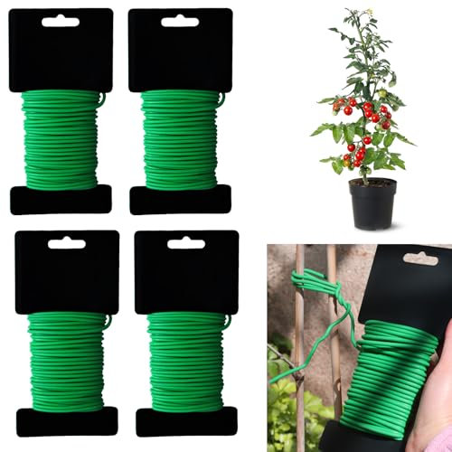 MHYMX Gartendraht, 4 Stück Pflanzendraht für Low Stress Training 2,5mm X 10m Bindedraht Grün Weich Blumendraht zum Binden Rund Dicke Pflanzenbinder für Gartenkletterer Weinreben Sträucher