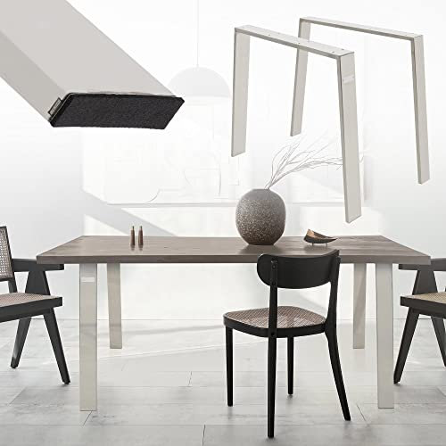 ML-Design 2er Set Tischbeine Loft 90x72 cm, Silber, Profil 8x2cm, aus Edelstahl, Industriedesign, U-Form, Metall Tischgestell scandic, Tischkufen Tischuntergestell Möbelfüße, für Esstisch/Schreibtisch