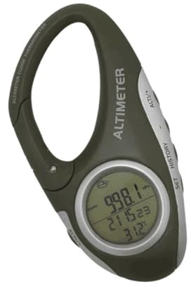 Abaodam Altimeter Barometer Air Pressure and Altitude Measurement with Carabiner Handheld ABS Material Portable Thermometer for Mountain Climbing for Outdoor Weather Monitoring