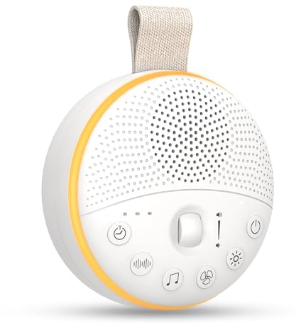 Macchina Rumore Bianco | 21 Suoni per Dormire | Timer 30/60/90 minuti | Ricaricabile USB Rumore Bianco Neonato con Luce Notturna e Blocco Bambini | Viaggi, Asili Nido | volume del suono regolabile