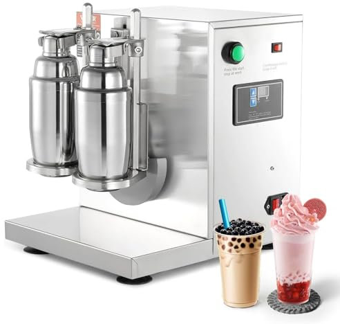 KJZQXYX Milk Tea Shaker Machine Automatic Double Cup Milk Tea Shaking Machine Commercial Stainless Steel Milk Tea with 350ml - 1000ml and Digital Timer