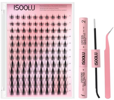 ISOOLU Lash Clusters Manga Individual Lashes Wispy Eyelash Clusters WideSpan Eyelash Extension Kit with Lash Bond and Seal Wet-Look Spiky Cluster Lashes (Aesthetic‌ Kit)