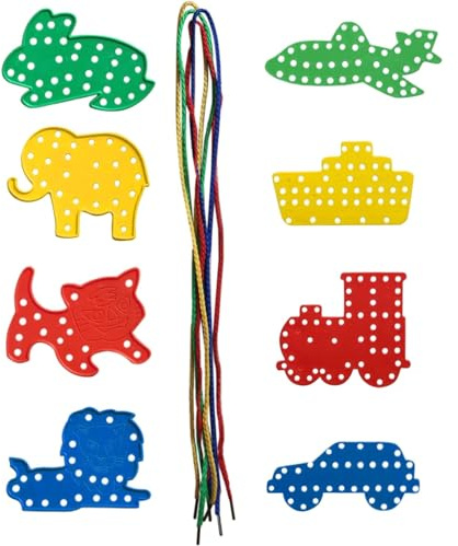 FNSIGHD 8 Pcs Threading Toys Multicolor,Threading Toys For 2 Year Olds,Toddler Travel-toy,4 Colours and 4 Threadinglaces Diy Stringing-toy,Fine Motor Skills,Eyfs Resources,Gift for Boy or Girl