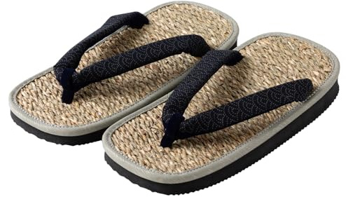 Sandales d’été japonaises, Setta Zori Asayu, motif Vague Noire, fabriquées au Japon, Taille 39 à 41,5 Tongs traditionnelles unisexe en paille de riz, semelle solide, modèle homme et femme, unisexe