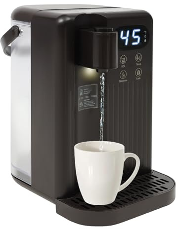 soudesileim 3L Heißwasserspender mit Filter, Touchscreen, 2200w, Temperatur 25-99°C, Einzelne Wasserausgabe 200/350/500ml, Überhitzungsschutz, Elektrischer Kaltwasserspender (Schwarz)