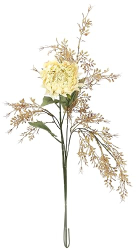 Kronärtskockkvist med dekorativ gren, uppsättning om 2, 70 cm, grädde, konstgjord växt, sidenblomma, höstdekoration, bordsdekoration, blomarrangemang, heminredning, blomblomblad, kronärtskock