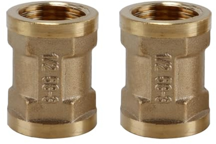 Durlo 2 Piezas De Racor De Latón, Rosca Hembra G1/2 Pulgada (diámetro De 20 Mm), Conector Roscado, Doble Manguito, Para Conectar Tuberías