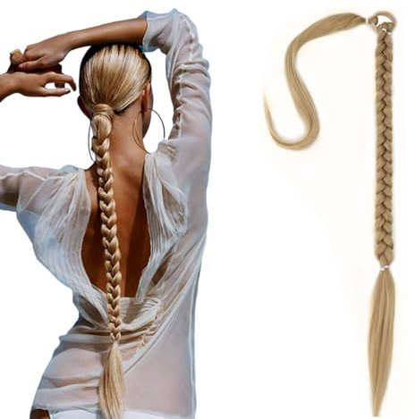 Zopf Extension, Echthaar Zopf, Ponytail Extension für Damen, DIY Braids Extensions, Ideal für Hochzeit, Party, Cosplay, Dating und Täglichen Gebrauch，70cm