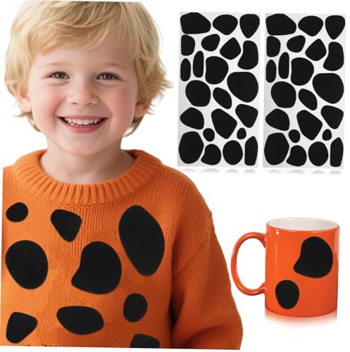 SHINEOFI 10 Sheets Adhesive Felt Spots, Black Cow Print Stickers, Felt Messy Dots Sticker Pads for DIY Wall, Car, Laptop, Water Bottle & Home Decor, Peel and Stick