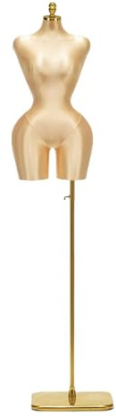 GUHPZA Höhenverstellbare Weibliche Schaufensterpuppe (170–239 cm), Oberkörper Aus Transparentem Polyester, Geeignet Für Schaufenster, Geschäfte Und Zuhause.,Gold