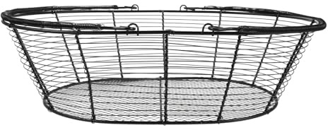 DECOMELODY Panier en Fil de Fer Noir avec Poignée – Panier Métallique Ajouré Multifonction pour Rangement Fruits Légumes et Snacks – Corbeille Cuisine Portable Légère et Robuste Cuisine