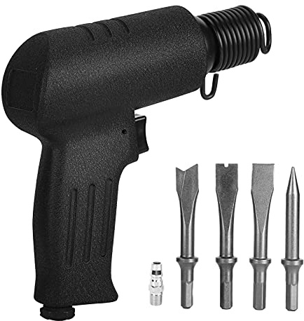 Jeffergarden Air Chisel Pneumatic Tool, Alloy Steel with 4 Chisel Heads for Brick Wall Carving, 4200 BPM for Heavy-Duty Applications (Japanese Style)