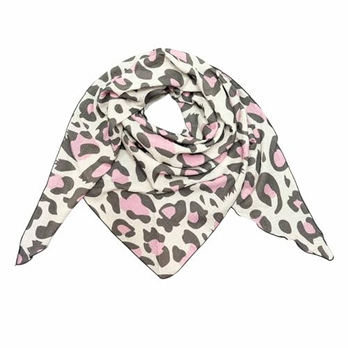 XXL Leopard Dreieck Leo Schal aus 100% Baumwolle Frühling Unisex Uni Fashion Stola Tuch Übergangszeit Italy Sommer Strickschal Strick Tuch Happy Farbverlauf