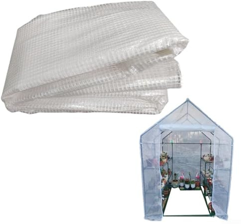 Cubierta de invernadero de PVC diseñada para invernaderos interiores y exteriores, proporciona protección y apoya el crecimiento de las plantas en balcón o jardín (blanco)