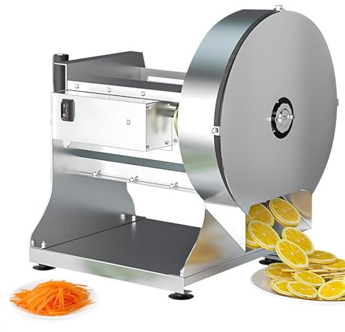 Affettatrice Professionale per Verdure e Frutta Elettrica e Manuale, 2 in 1 con Lama Julienne, Acciaio Inox Regolabile 0-10mm per Ristorazione, Catering e Prep