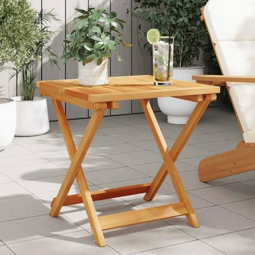 Runheo Gartentisch Klappbar 50x50x50 cm Massivholz Akazie wetterfest Balkontisch Beistelltisch Campingtisch Outdoor Loungetisch Terrasse Veranda Picknick Grillen