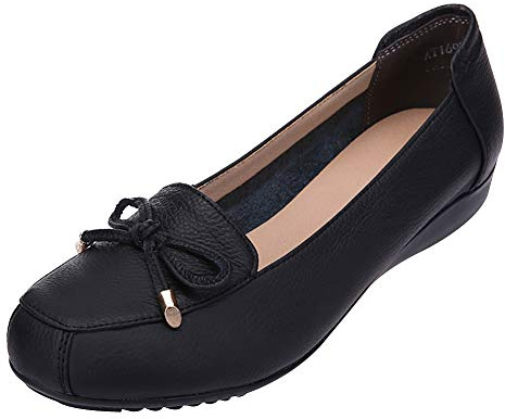 Jamron Femmes Cuir Véritable Chaussures de Confort Semelle Souple Ballerines Bas Talon Compensé Chaussons