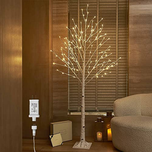 Hairui Lighted White Birch Tree 6FT, Twig Tree with Lights Plug in for Christmas Wedding Party Easter Decorations Indoor Outdoor Use