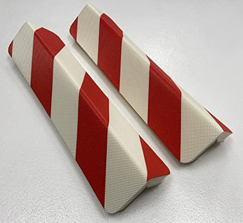 2 esquineras paragolpes, Protector Puerta, Columna Parking, Esquina Parking INTACTO Rojo y Blanco 400x150x20 mm.