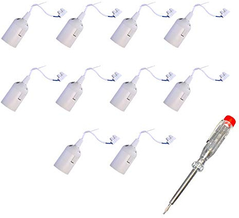 10 x Baufassung Lampenfassung Renovierfassung Fassung E27 weiß + Phasenprüfer (Weiß E27 mit Lüsterklemme)